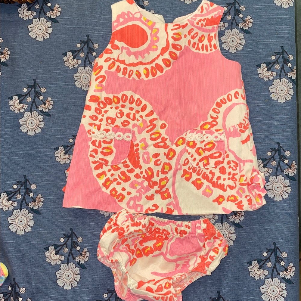 Lilly Pulitzer Pink, Coral & Cream Floral Tank Top with Matching Bloomers